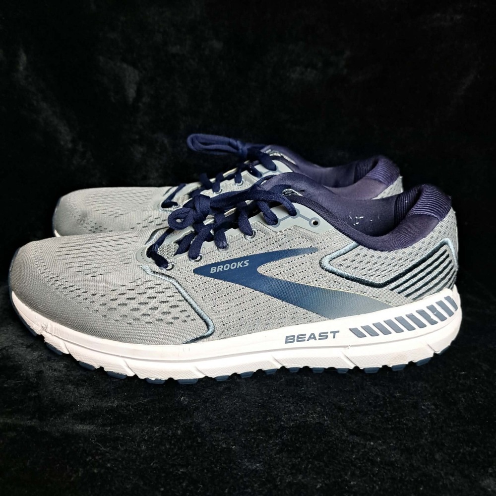 Brooks Beast 20 Mens sz 10 Gray Blue Athletic Running Walking Shoes NO‎ SOLE